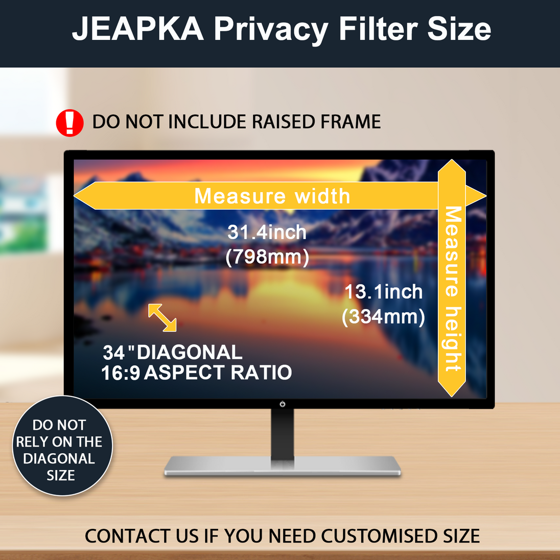 Monitor Privacy Screen Filter 34 Inch 16:9